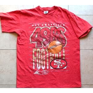 San Francisco 49ers 90s APEX One tee Graphic Bubble shirt L red NFL vintage